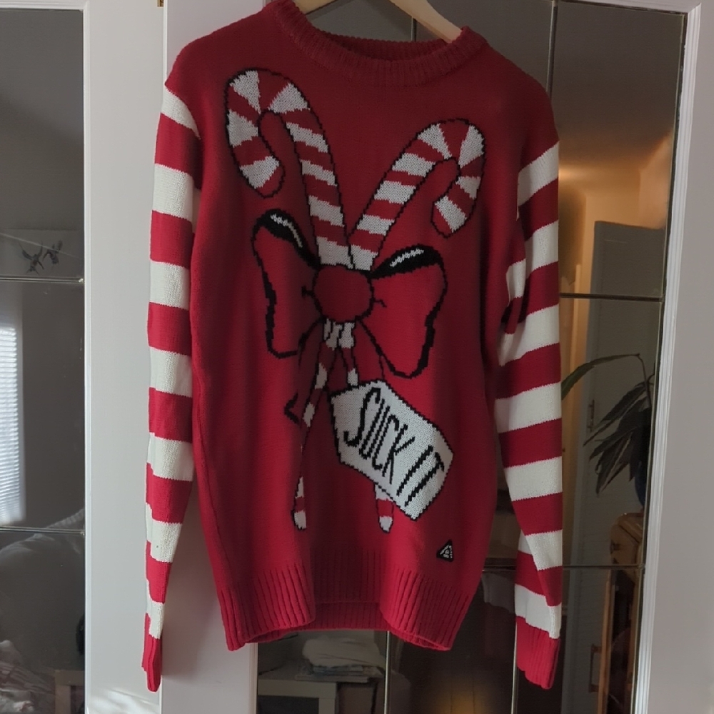 American Stitch Red and White Candy Cane Sweater
